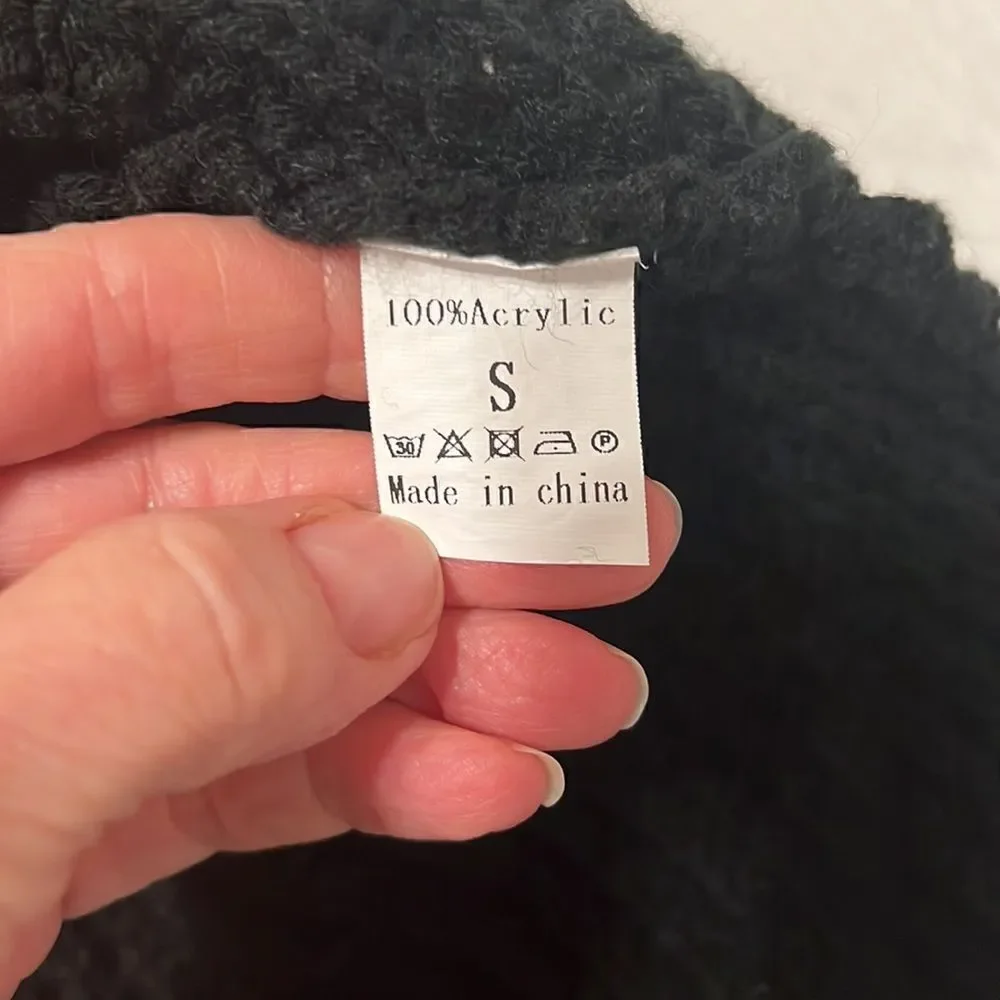 Black size S pullover button accent cowl neck sweater no fading or pilling EUC